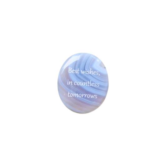 Blue Lace Agate Palm Stone - “Best Wishes, In Countless Tomorrows”