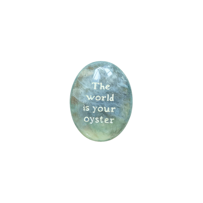 Green Fluorite Palm Stone - “The World Is Your Oyster”
