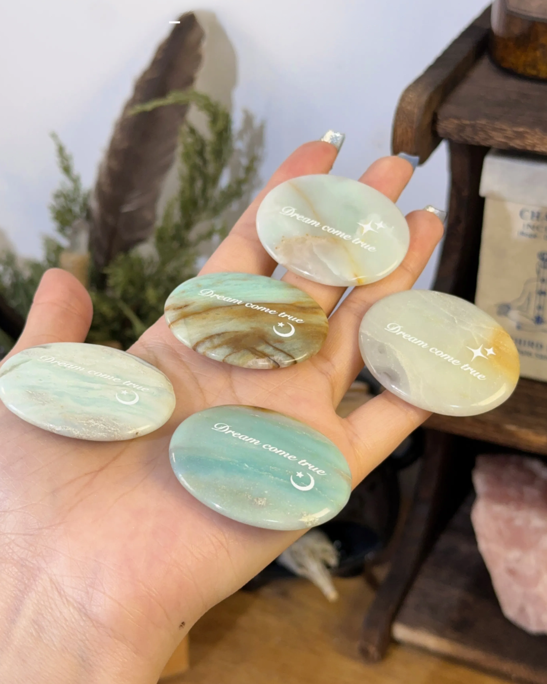 Amazonite Palm Stone - “Dream Come True”