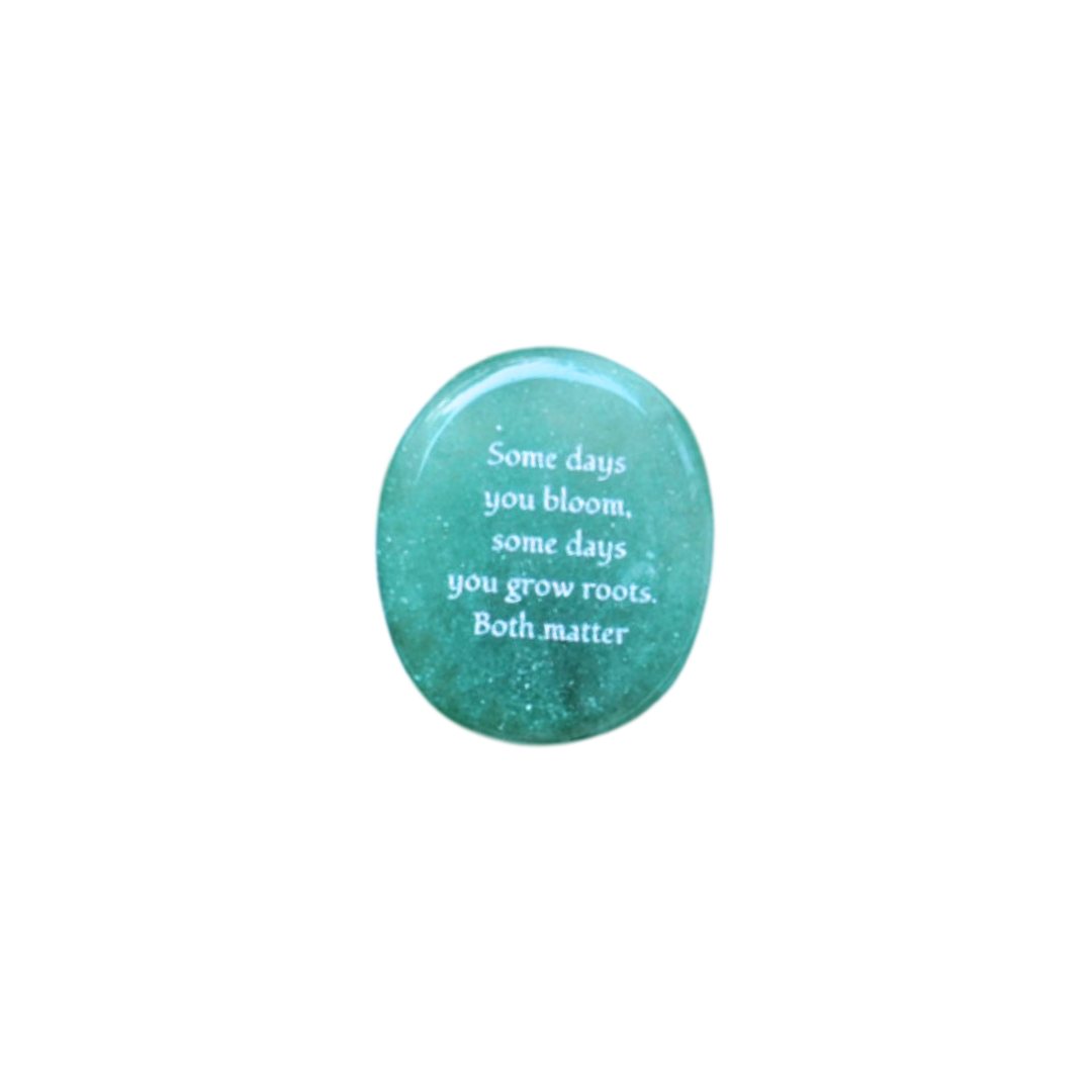 Green Strawberry Quartz Palm Stone - “Some Days You Bloom, Some Days You Grow Roots, Both Matter”