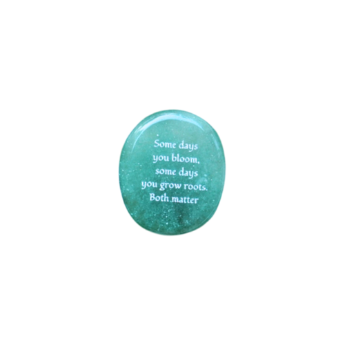 Green Strawberry Quartz Palm Stone - “Some Days You Bloom, Some Days You Grow Roots, Both Matter”