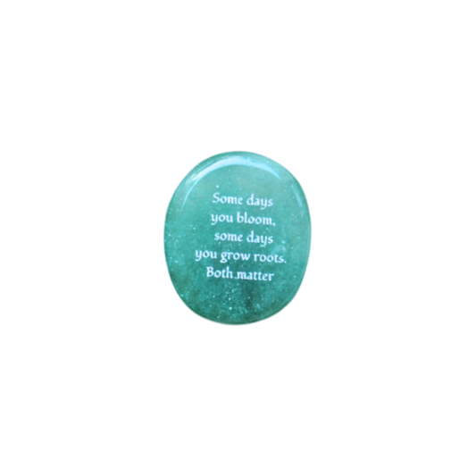 Green Strawberry Quartz Palm Stone - “Some Days You Bloom, Some Days You Grow Roots, Both Matter”
