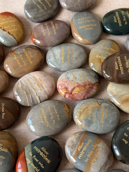 Ocean Jasper Palm Stone - “Allow Miracles to Flow into My World”