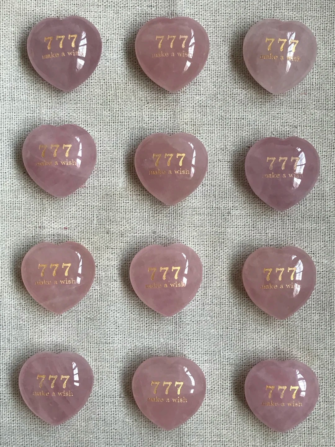 Rose Quartz Heart Stone - “777 Make a Wish”
