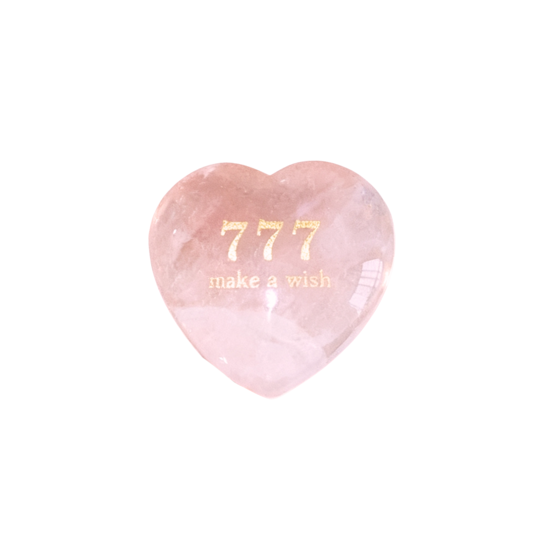 Rose Quartz Heart Stone - “777 Make a Wish”