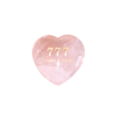 Rose Quartz Heart Stone - “777 Make a Wish”