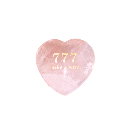 Rose Quartz Heart Stone - “777 Make a Wish”