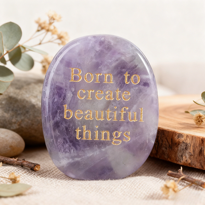 Amethyst Palm Stone - “Born to Create Beautiful Things”