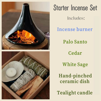 Handmade Glazed Ceramic Incense Burner – Modern Fireplace Design