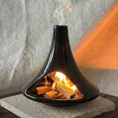Handmade Glazed Ceramic Incense Burner – Modern Fireplace Design