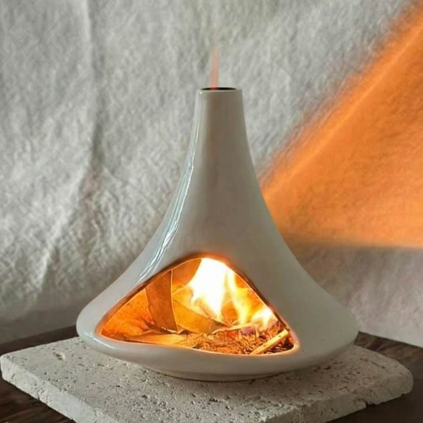 Handmade Glazed Ceramic Incense Burner – Modern Fireplace Design