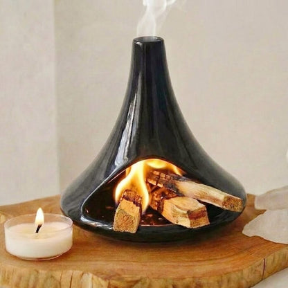 Handmade Glazed Ceramic Incense Burner – Modern Fireplace Design
