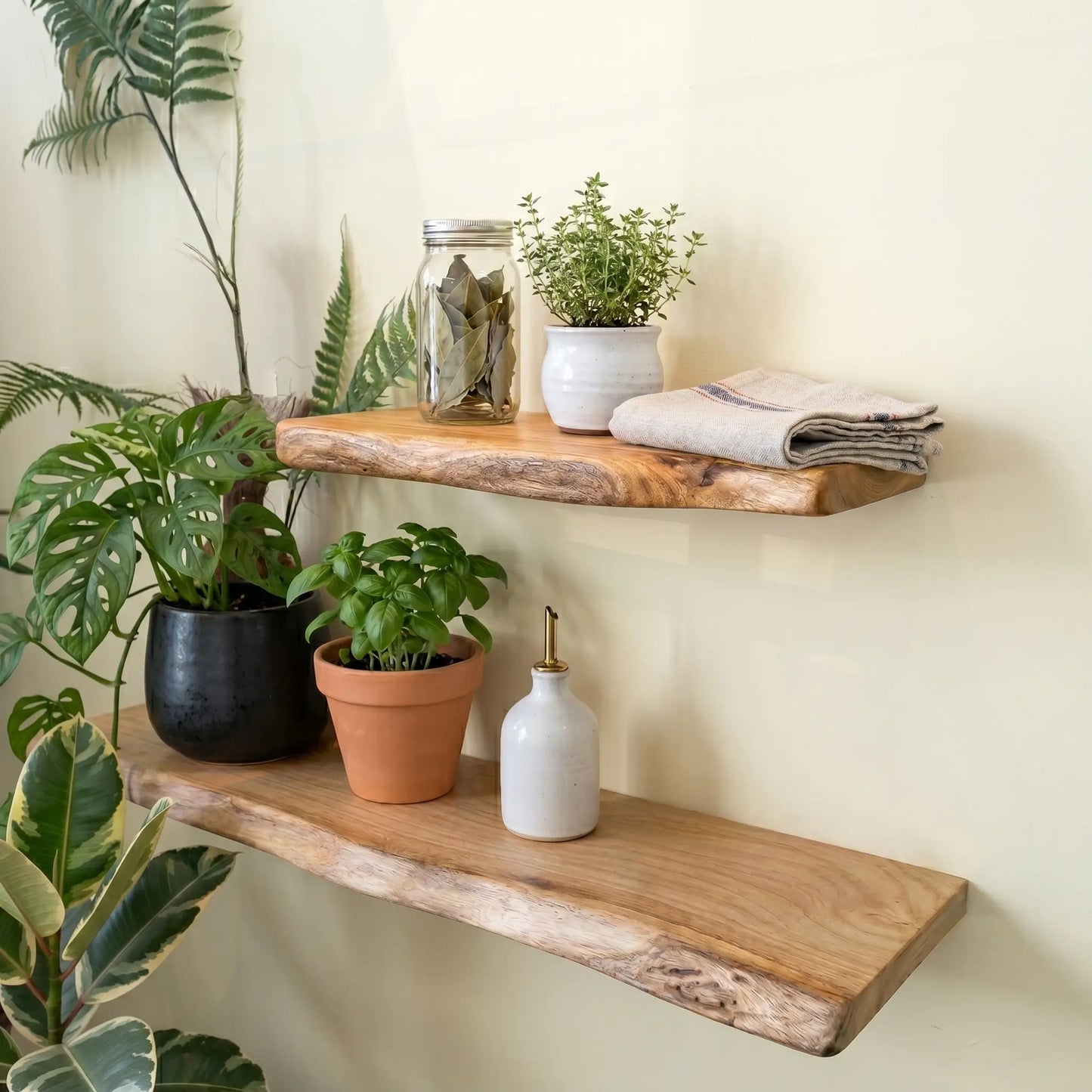 Solid Wood Live Edge Floating Shelf