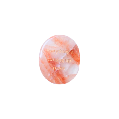 Red Garden Quartz Palm Stone - “Everything Coming Up Roses”