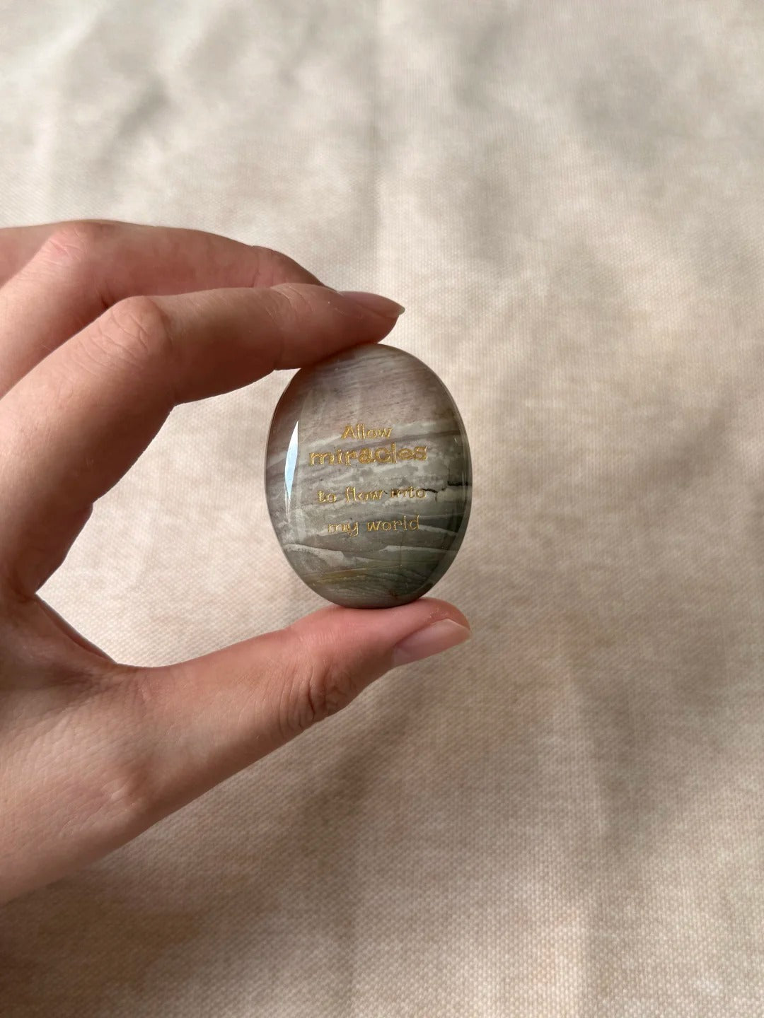 Ocean Jasper Palm Stone - “Allow Miracles to Flow into My World”