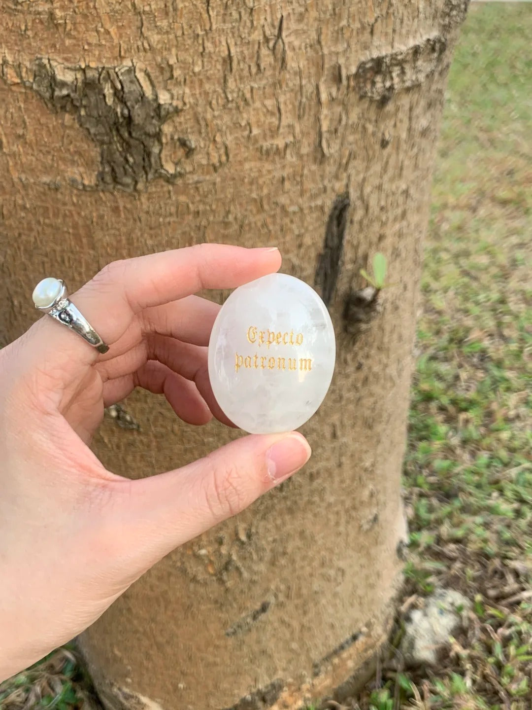 Clear Quartz Palm Stone - “Expecto Patronum”