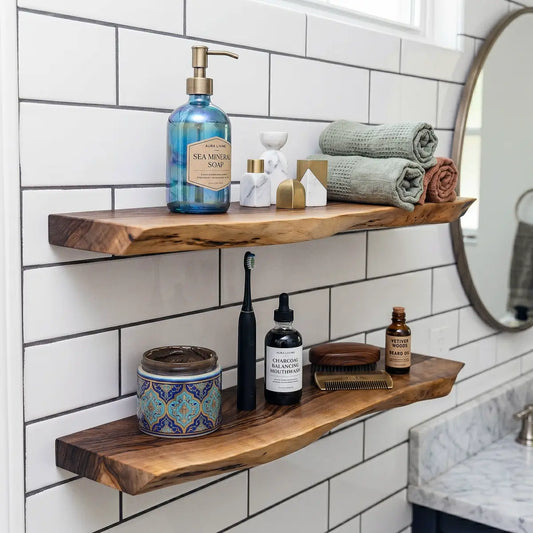 Solid Black Walnut Live Edge Floating Shelf – Timeless Elegance for Your Home