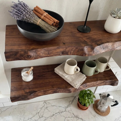 Solid Wood Live Edge Floating Shelf（2" Thick）