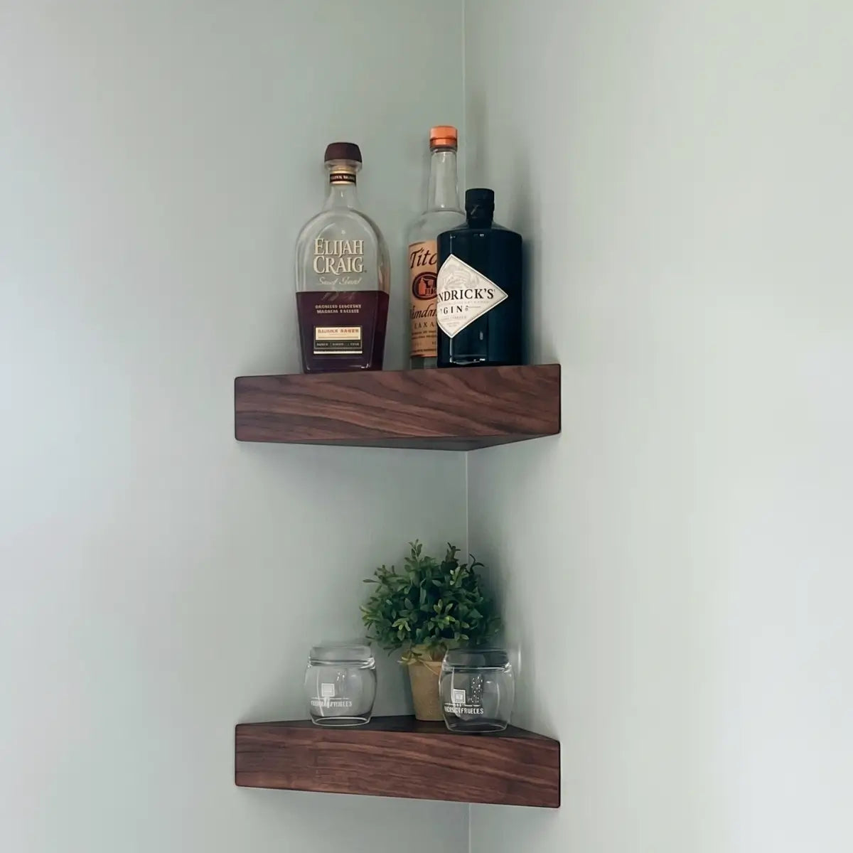 Black Walnut Corner Floating Shelves