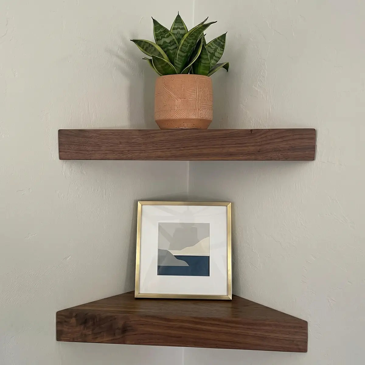 Black Walnut Corner Floating Shelves