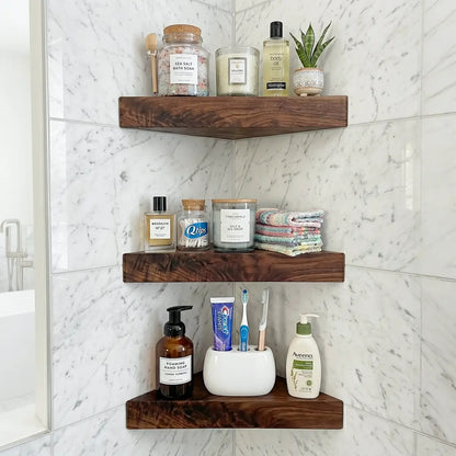 Black Walnut Corner Floating Shelves