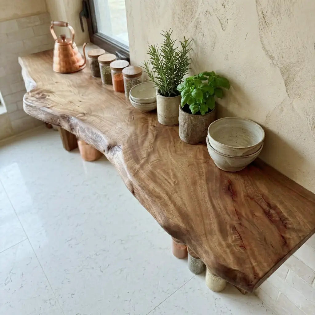 Solid Wood Live Edge Floating Shelf