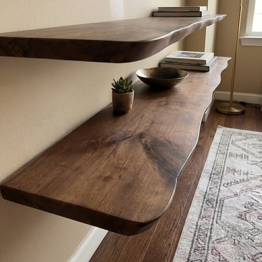 Solid Pine Live Edge Wall Shelf