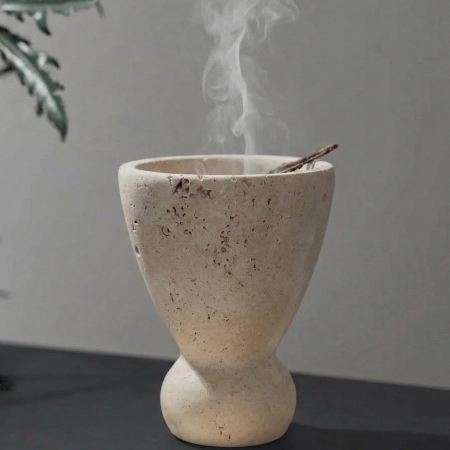 Handcrafted Travertine Incense Burner | Natural Stone Home Sanctuary Decor
