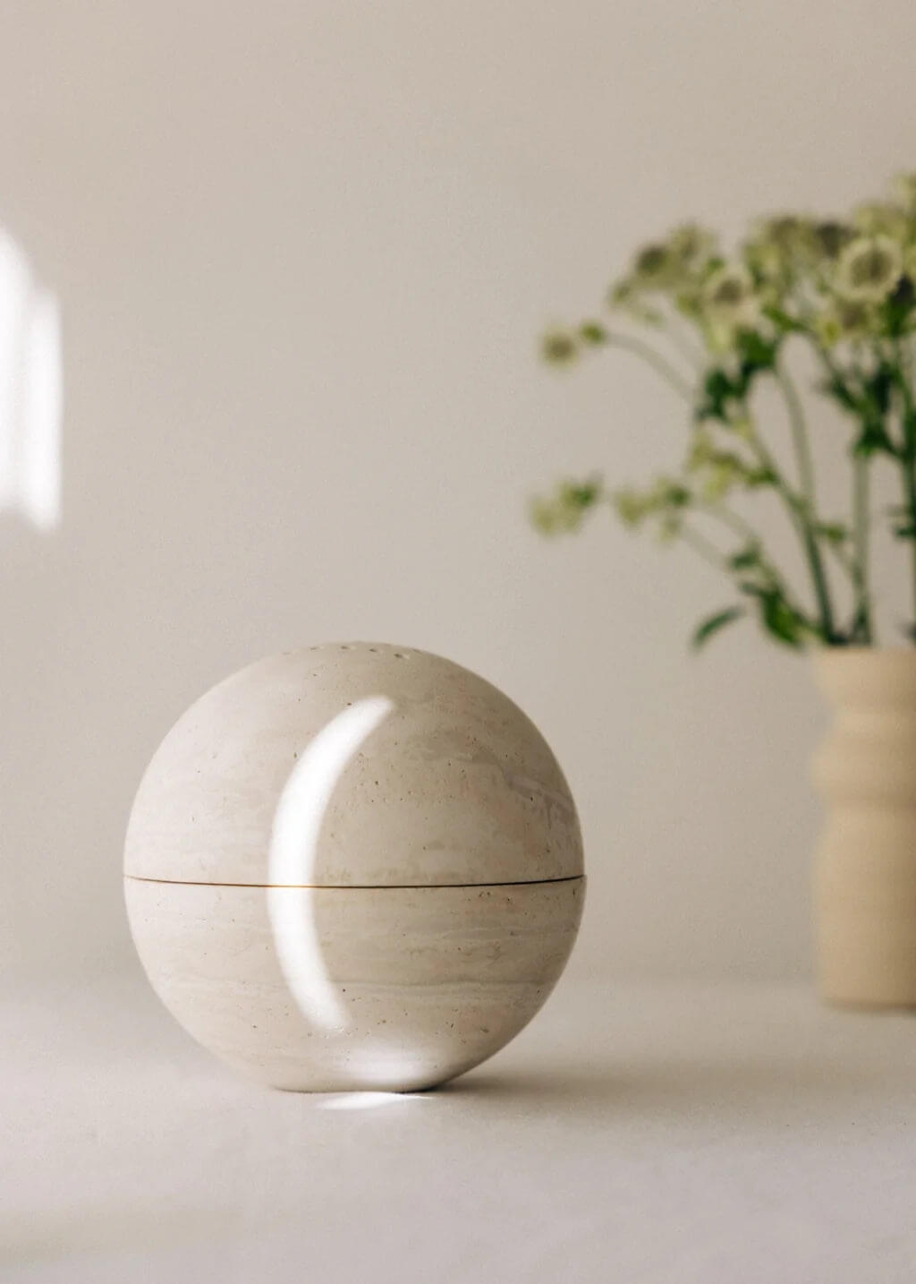 Natural Travertine Sphere Incense Burner