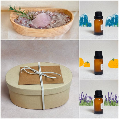 Natural Crystal Decorative Bowl & Home Fragrance Diffuser Set