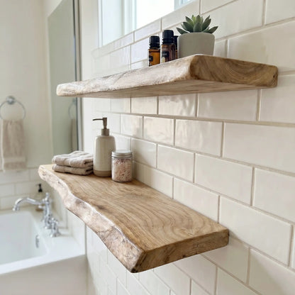 Solid Wood Live Edge Floating Shelf