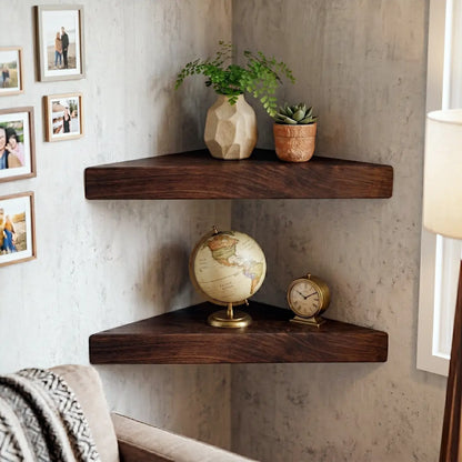 Black Walnut Corner Floating Shelves
