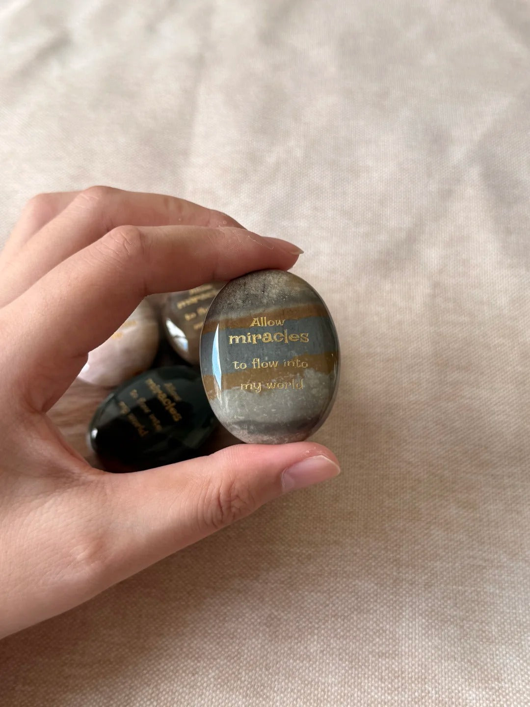 Ocean Jasper Palm Stone - “Allow Miracles to Flow into My World”