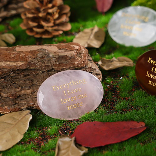 Rose Quartz Palm Stone - “Everything I Love Loves Me More”