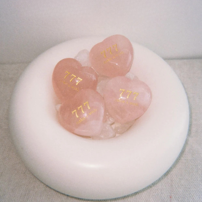 Rose Quartz Heart Stone - “777 Make a Wish”