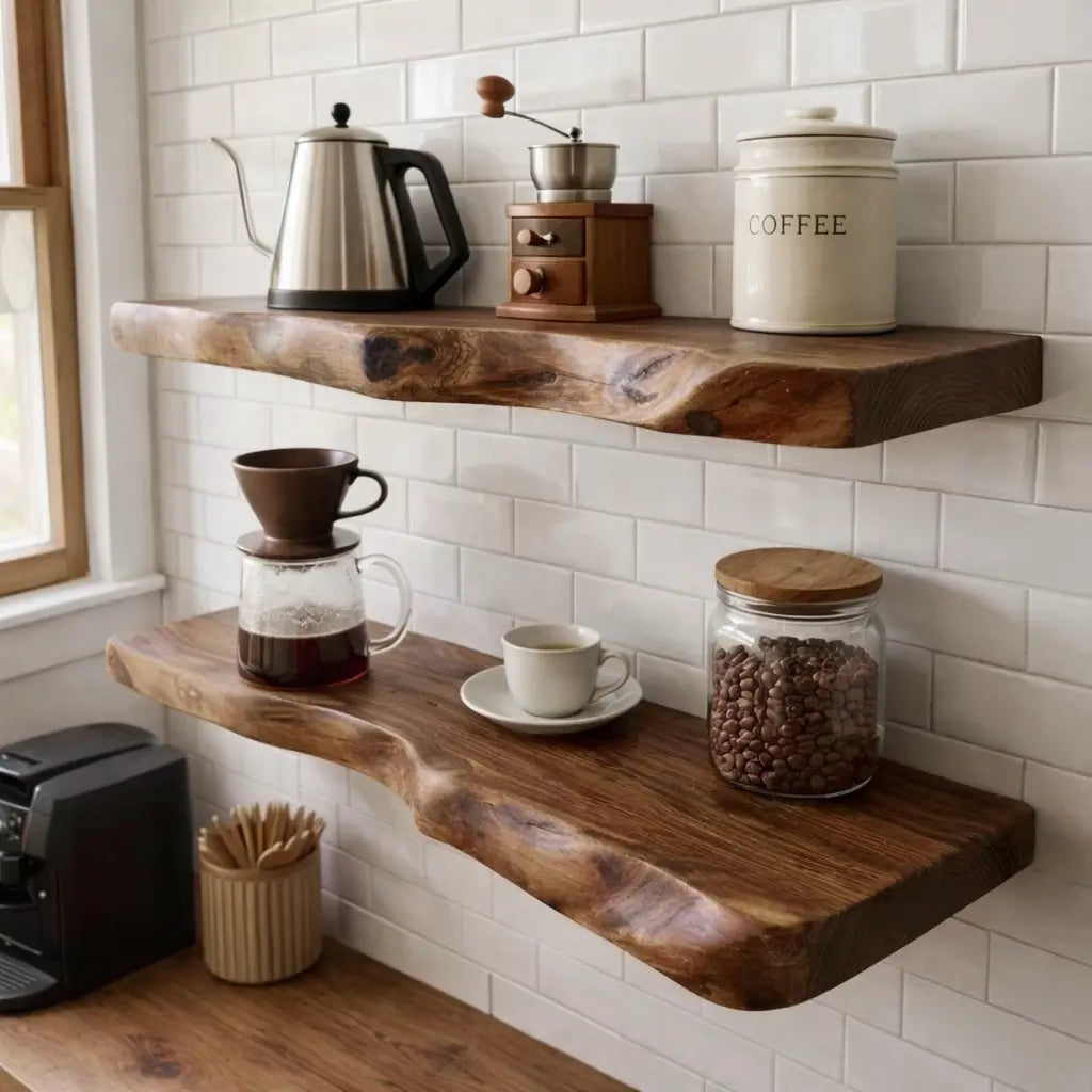 Solid Wood Live Edge Floating Shelf
