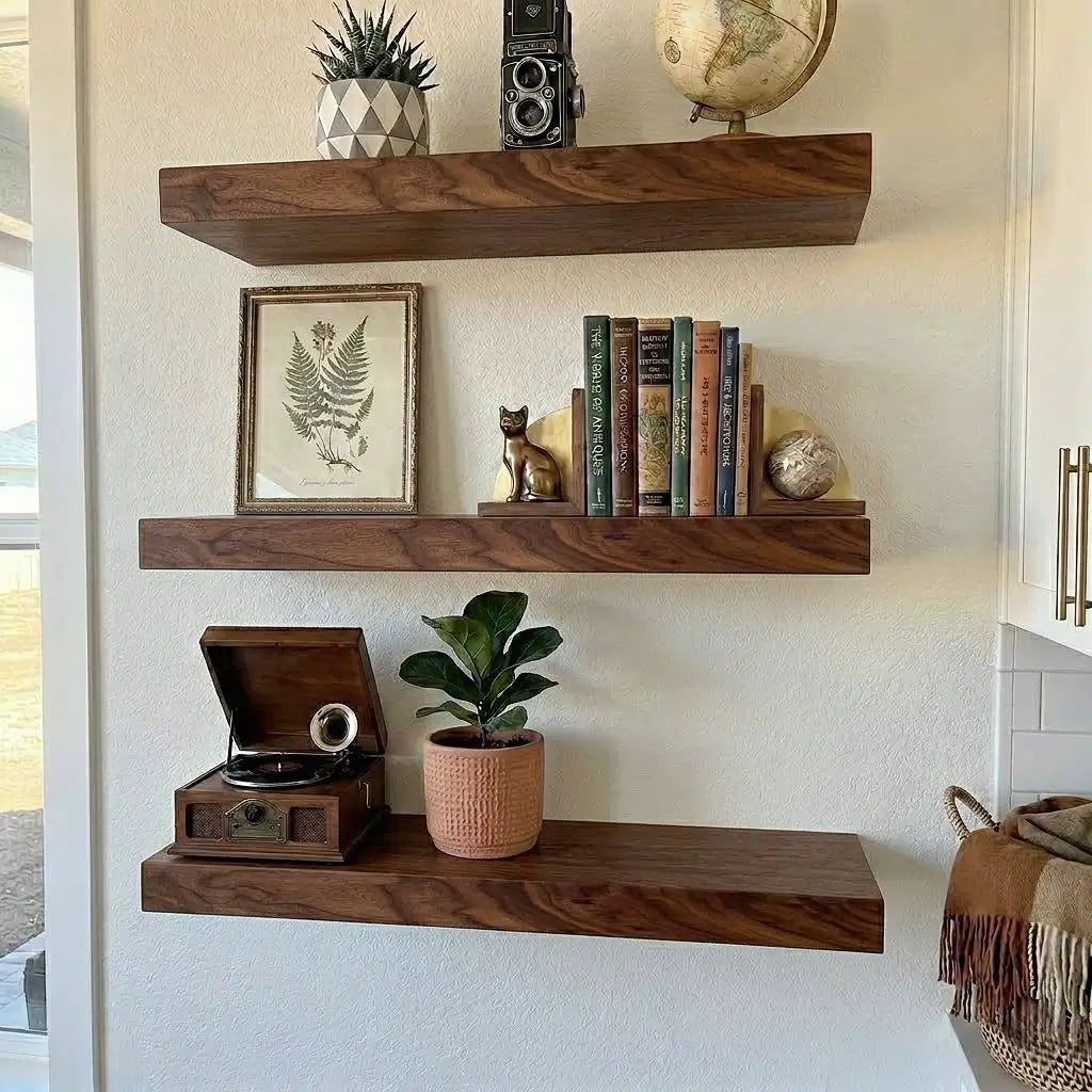 Solid Wood Floating Shelf - 1.2" Thick Wall Shelf