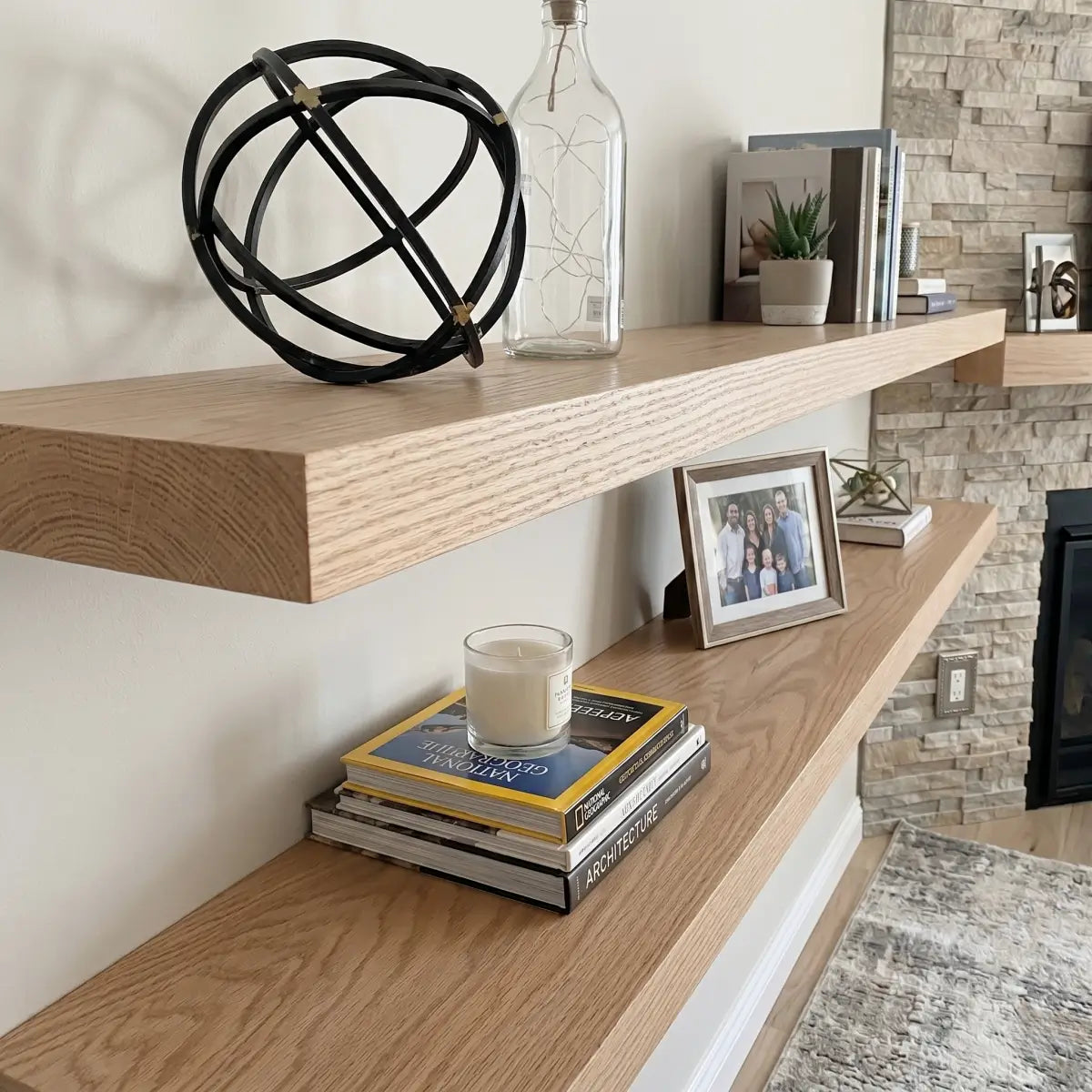 Solid Wood Floating Shelf - 1.2" Thick Wall Shelf