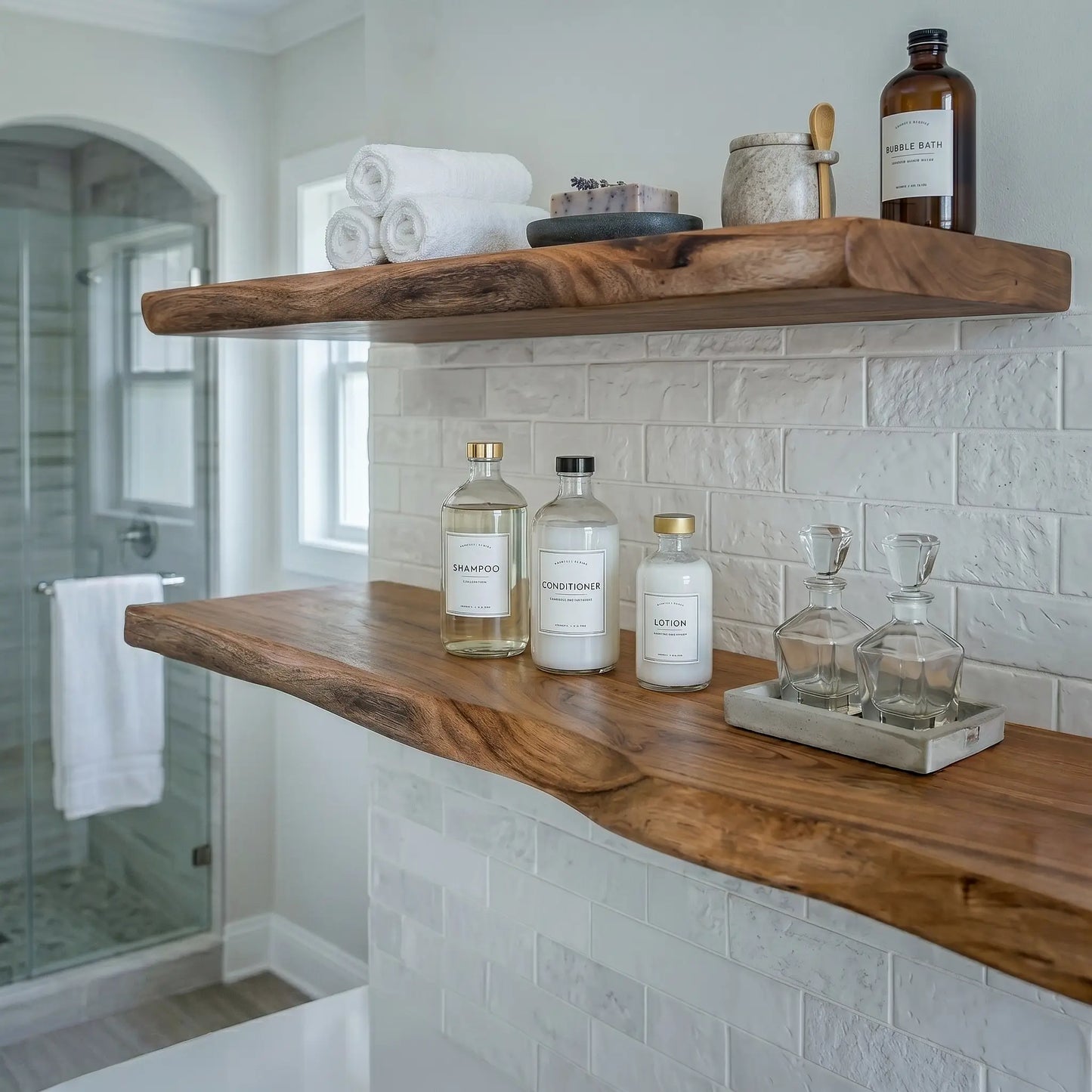 Solid Wood Live Edge Floating Shelf