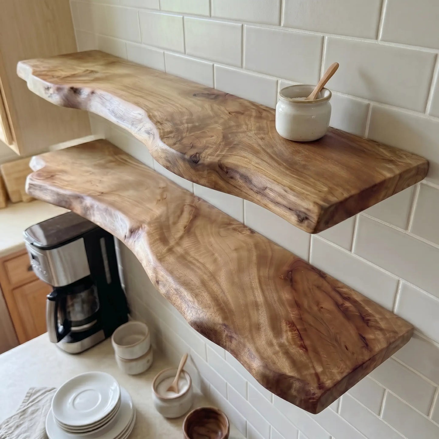 Solid Wood Live Edge Floating Shelf