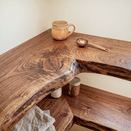 Live Edge Solid Wood L-Shaped Corner Floating Shelf