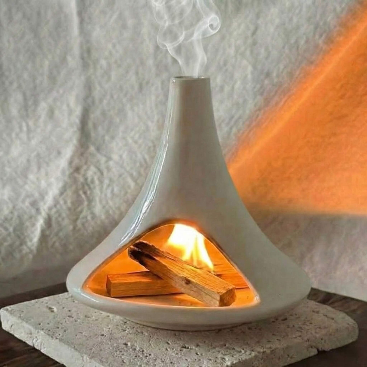 Handmade Glazed Ceramic Incense Burner – Modern Fireplace Design