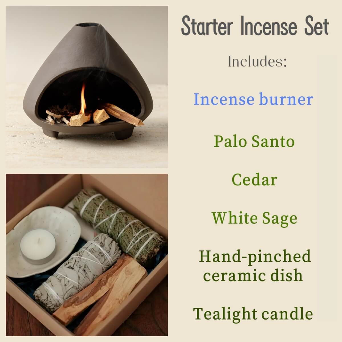 Handmade Ceramic Palo Santo Burner – Mountain Fireplace Incense Burner