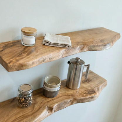 Solid Wood Live Edge Floating Shelf