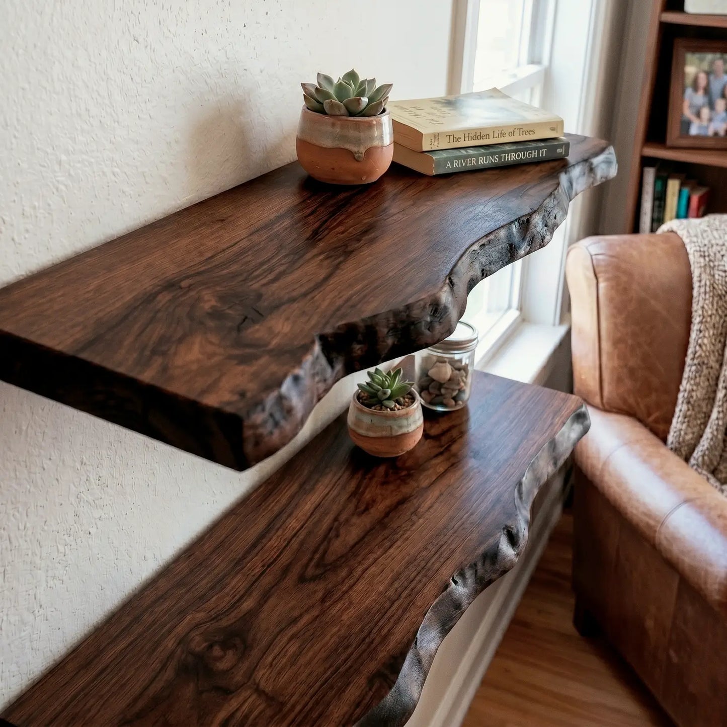 Solid Wood Organic Edge Floating Shelf