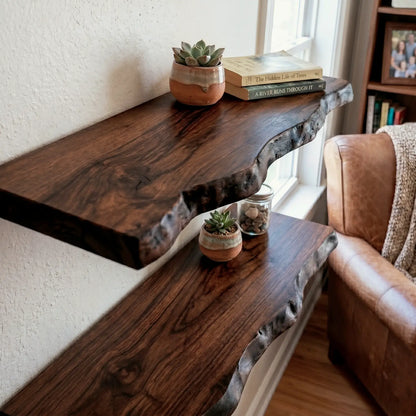 Solid Wood Organic Edge Floating Shelf
