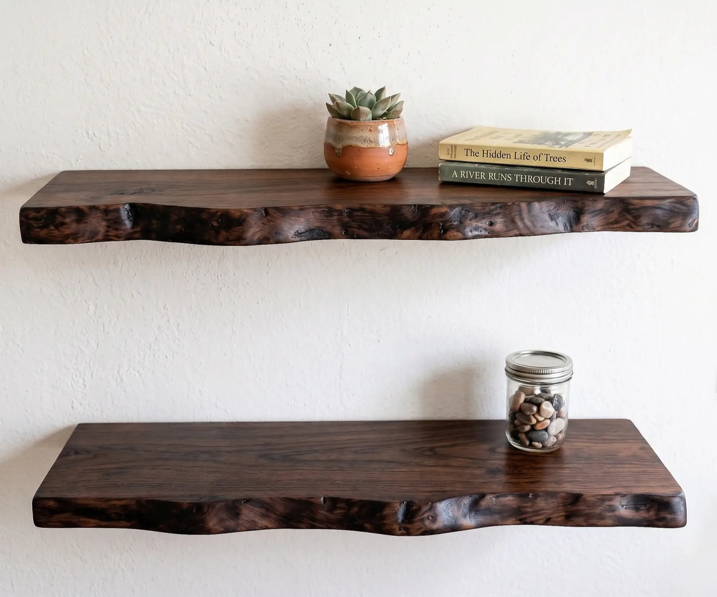 Solid Wood Organic Edge Floating Shelf