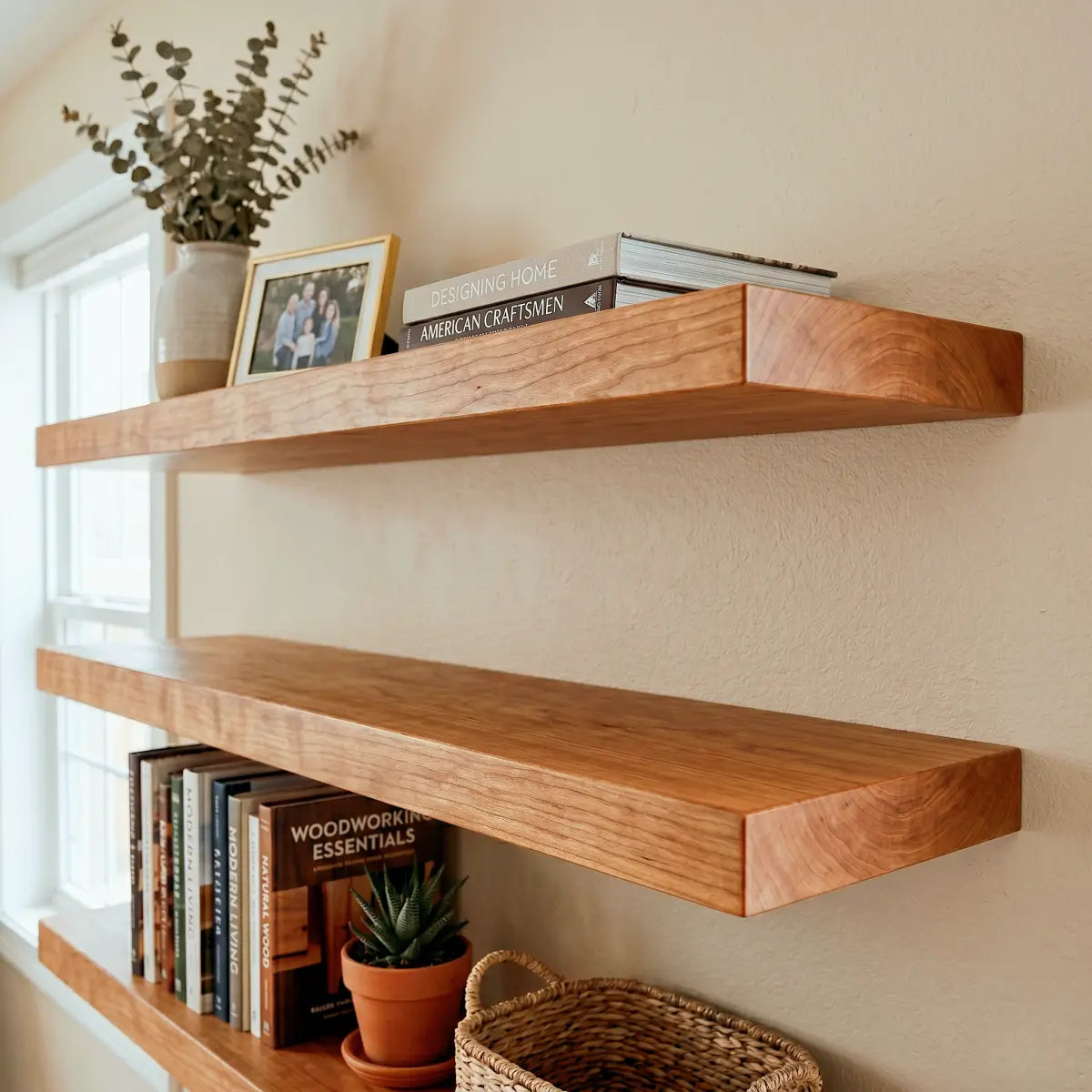 Solid Wood Floating Shelf - 1.2" Thick Wall Shelf
