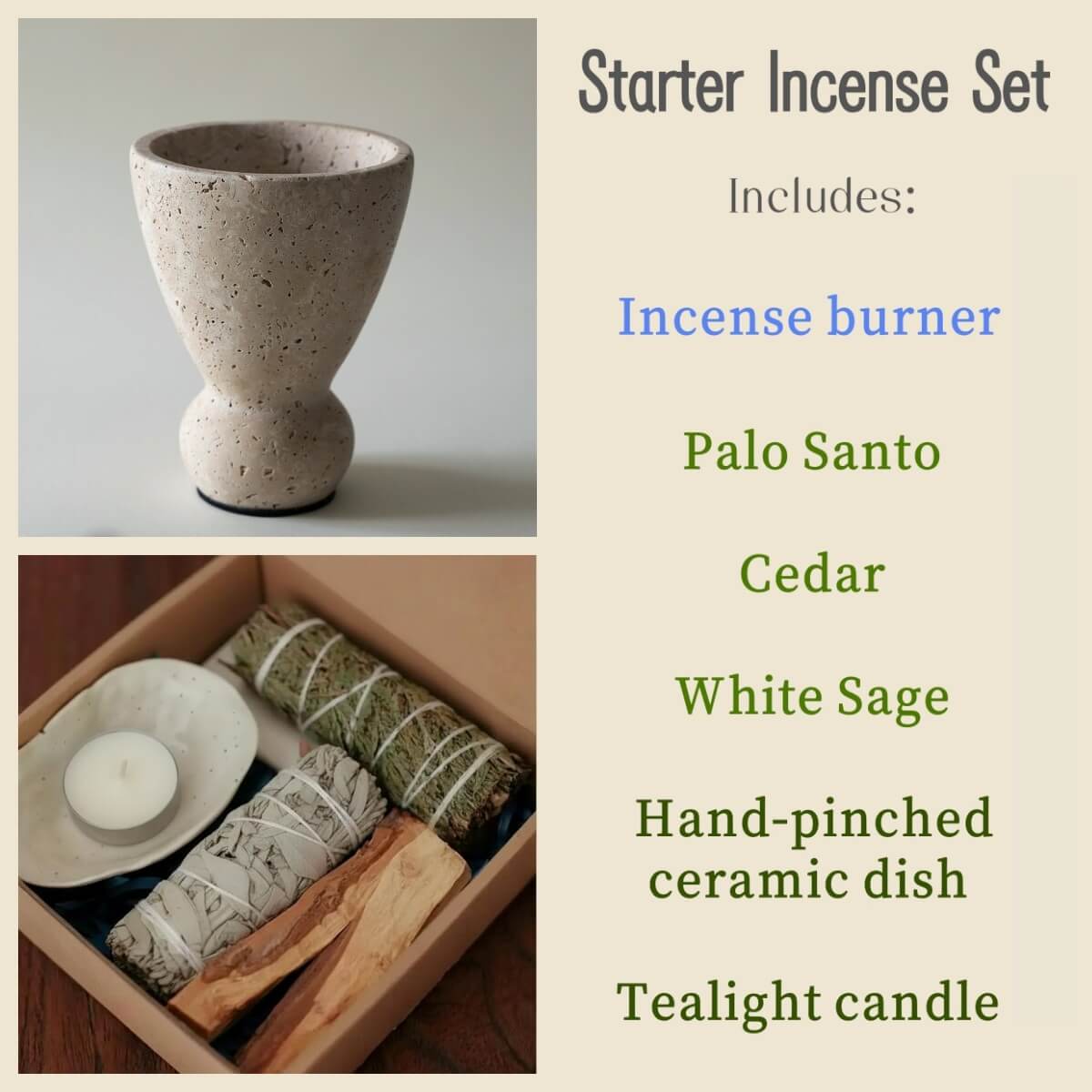 Handcrafted Travertine Incense Burner | Natural Stone Home Sanctuary Decor