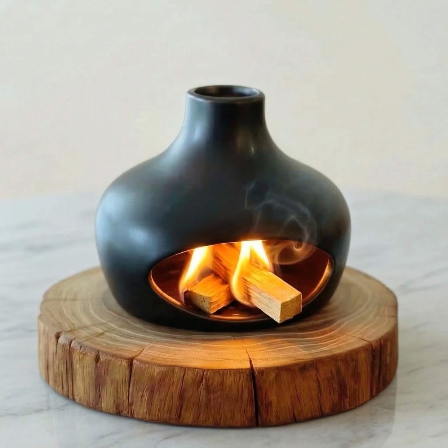 Handmade Ceramic Incense Burner – Bottle Fireplace Design